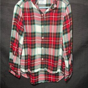 Old Navy Red, White and Green Plaid Button-Down Shirt for Kids
